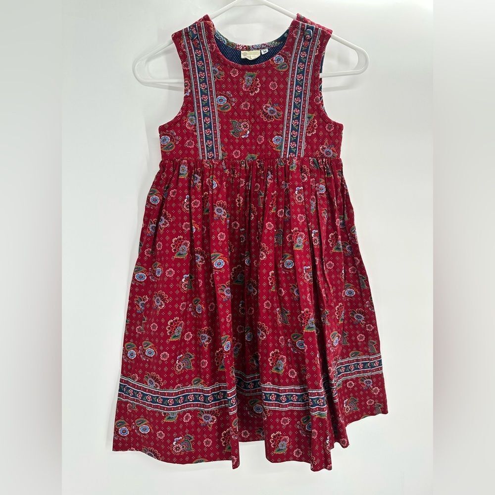 Vintage VERA BRADLEY INDIANA Girls M Dress Quilted Top Red Navy Paisley Floral